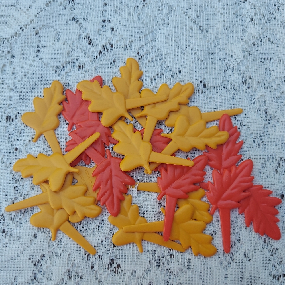 22 Autumn Leaf Cupcake Picks Leaf Shape Toppers Decorations Fall Craft Supply